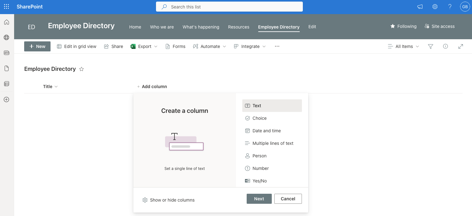 Add a column in SharePoint