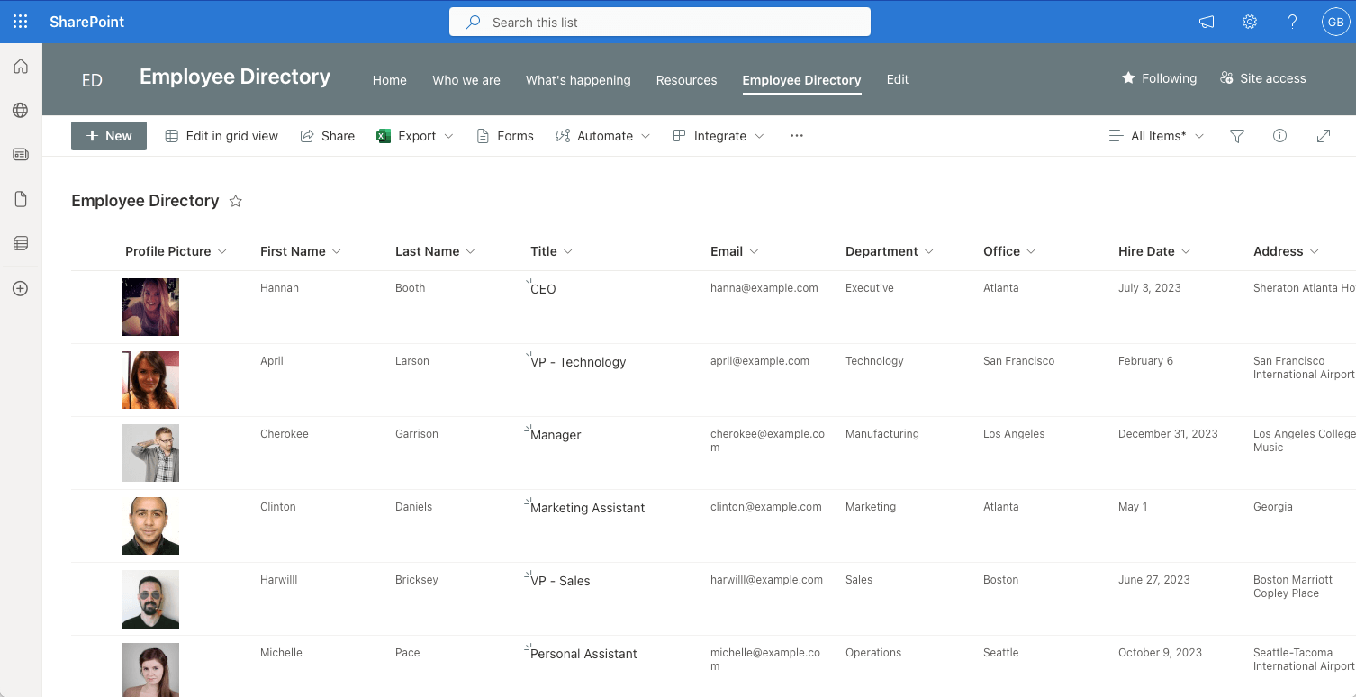 SharePoint Employee Directory