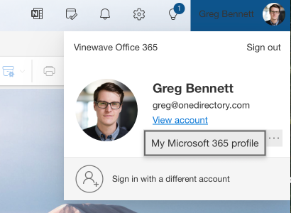 My Microsoft 365 profile button